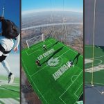 تماشا کنید: مسابقه فوتبال در ارتفاع ۱۸۰۰ متری رکورد زد